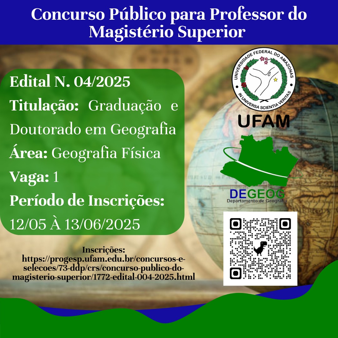 Concurso público para Professor de Geografia Física da UFAM