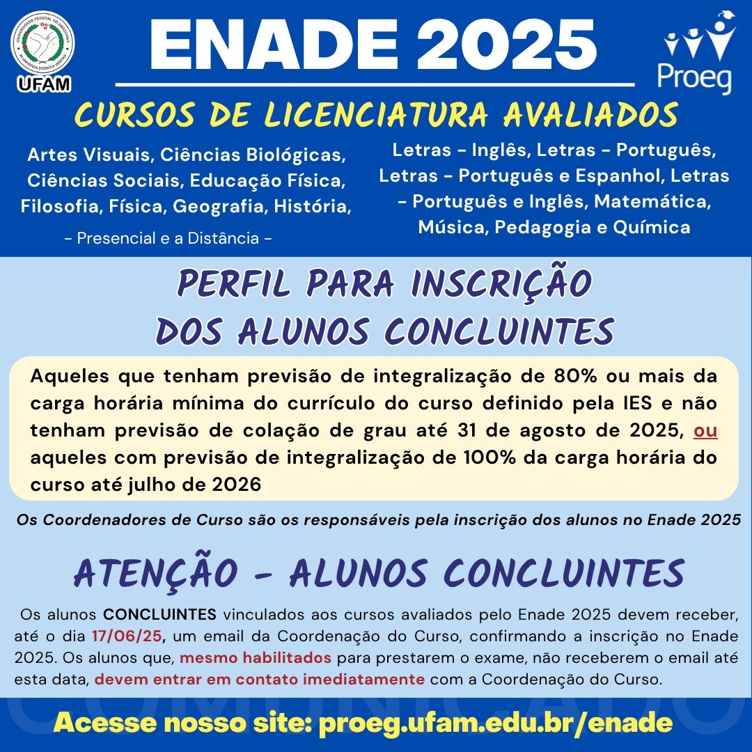 Divulgada a lista dos inscritos no ENADE 2025